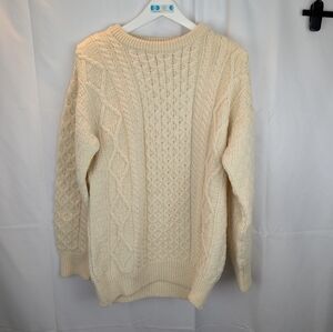 Aran Fisherman Cable Knit Sweater Size L In EUC